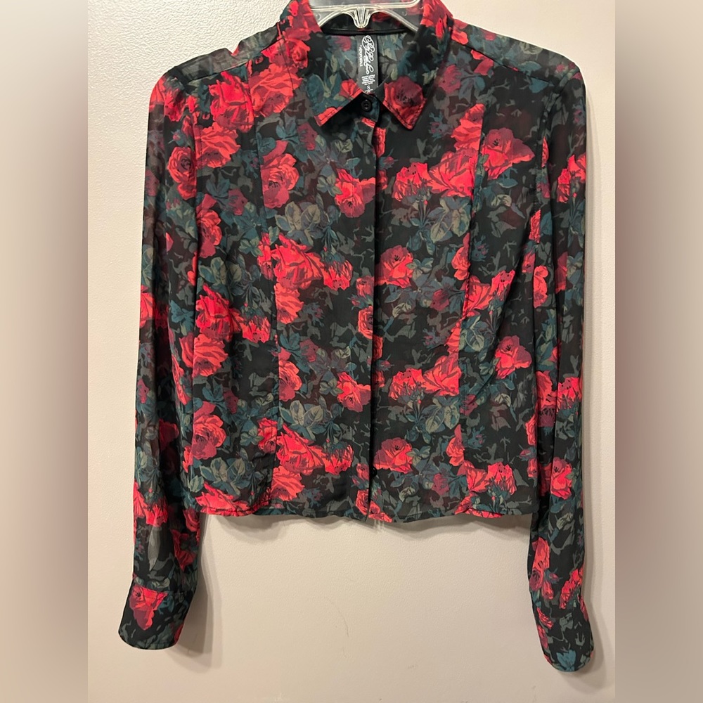 Aeropostale  Pretty Little Liars blouse - sheer rosé print size Small